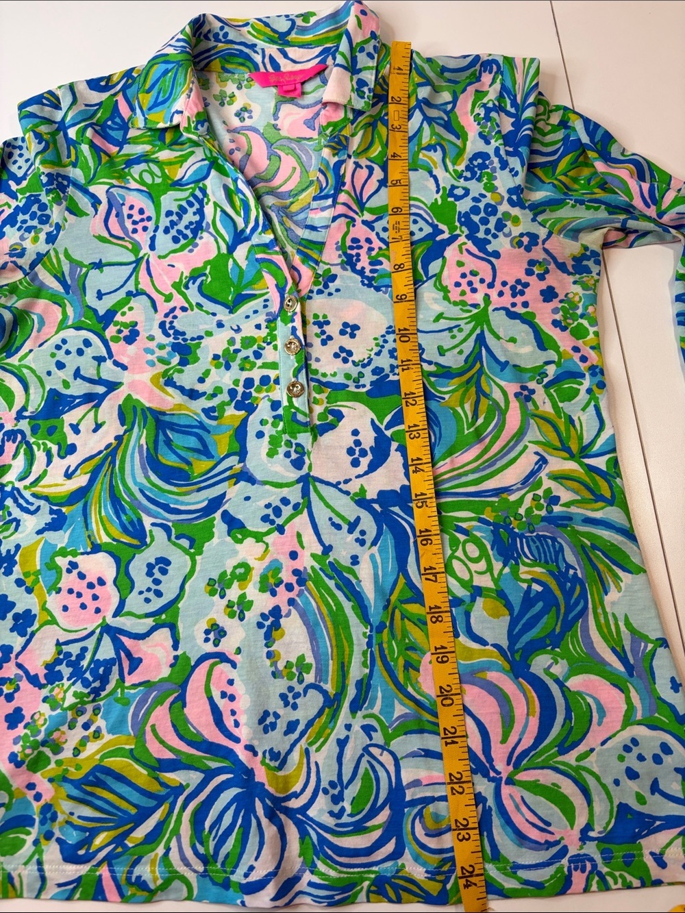 Lilly Pulitzer Floral Collared Button Front Top 3/4 Sleeve Multi Color Floral S - Picture 9 of 10